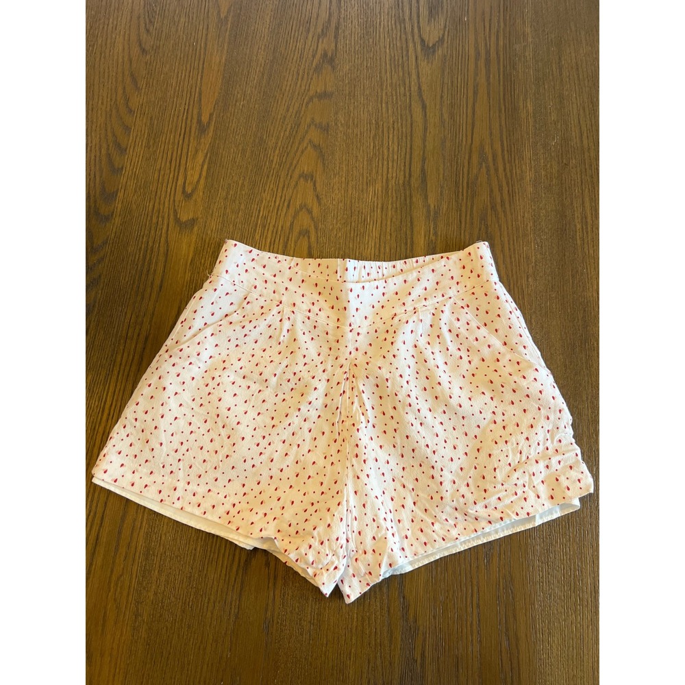 Disney LC Alice in Wonderland Shorts Rayon Cream Red Heart Print High Waist XS